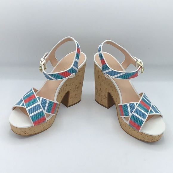 Kate Spade Grace Striped Raffia Platforms Size 9.5B.. - Picture 7 of 16